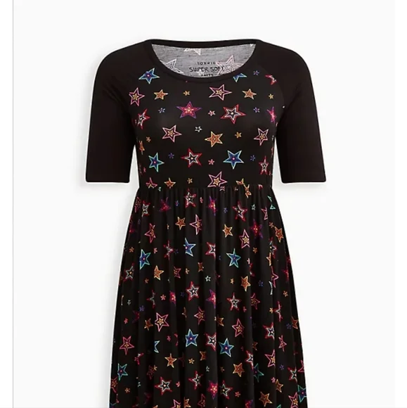 SKATER DRESS - SUPER SOFT STARS BLACK SIZE 00 - Picture 4 of 11